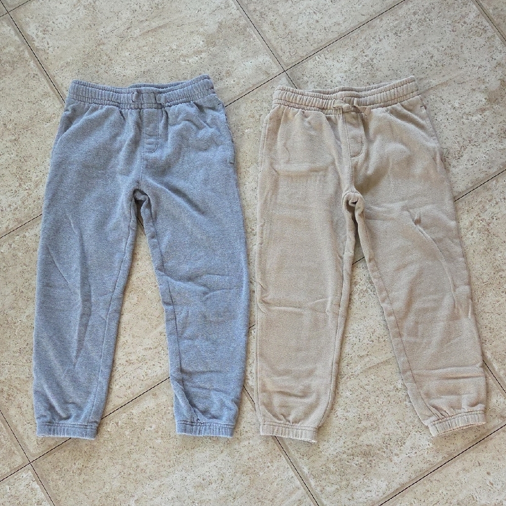 Kids' Cozy Gray and Tan Joggers